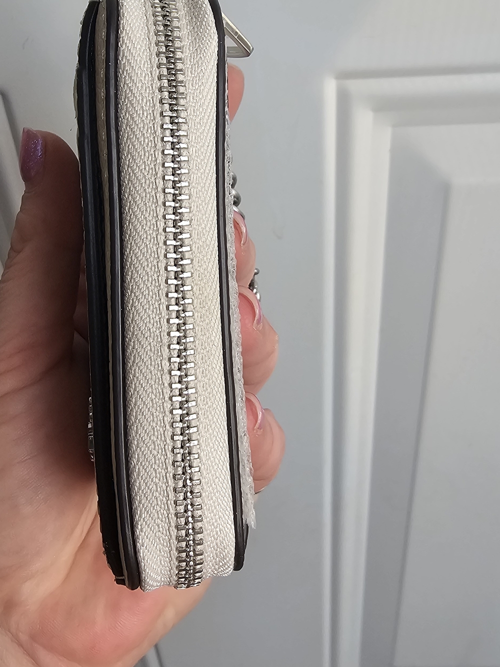 COACH Cream Pebbled Leather Card Holder with Colorful Rocket Motif - Picture 3 of 4